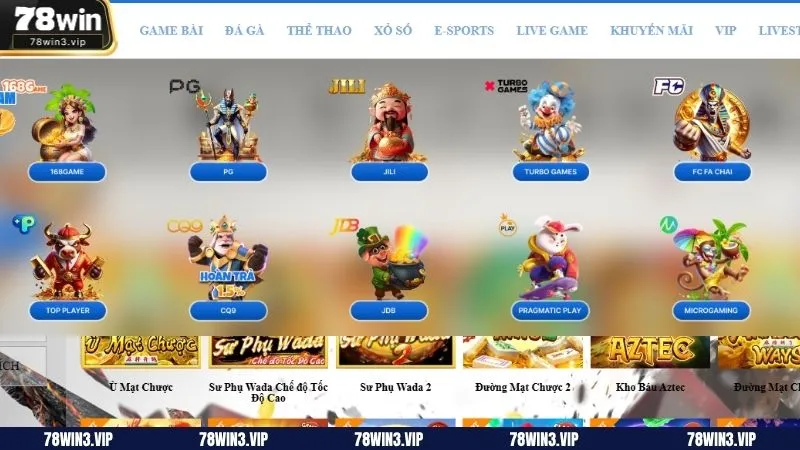 Các sảnh game tại nổ hũ 78win