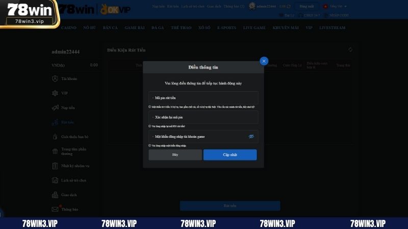 Vì sao tôi không rút được tiền từ tài khoản 78WIN?